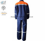 Cotton Canvas Two Tone Blue Orange Fr Suit With Reflector Welders Working