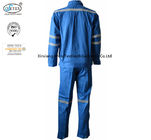 Cotton Blue Fireproof Boiler Suit With Reflective Trim Anti Static 240gsm